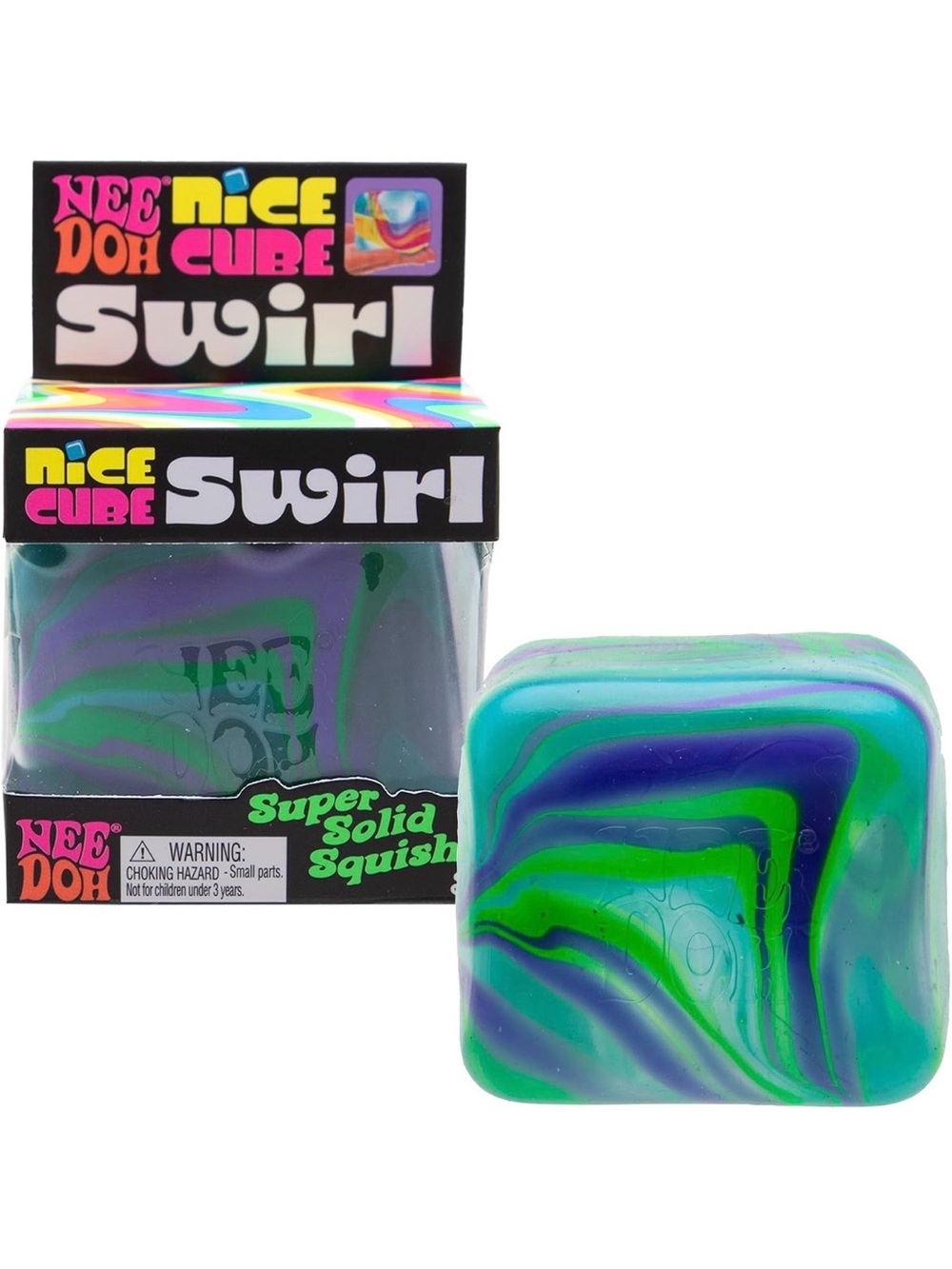 SCHYLLING | Needoh Nice Cube Swirl Squish Unique Swirling Color Blend Blue/Green